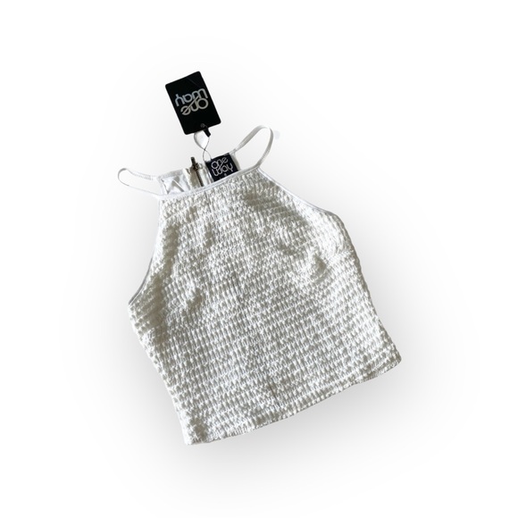 new LF One Way ✌︎︎ Festival Crochet Halter Spaghetti Strap Crop Top ✌︎︎ White 8 - Picture 9 of 15